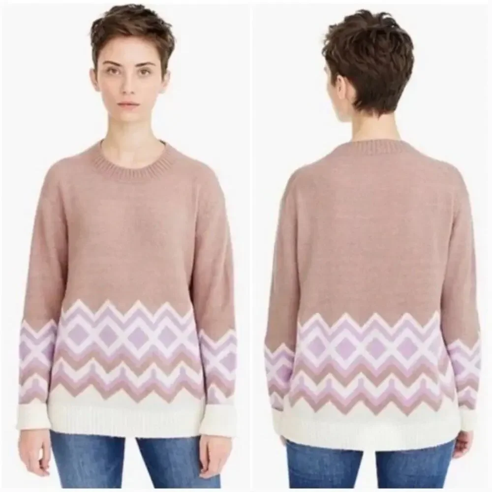 J. Crew Geometric Fair Isle Crewneck Sweater